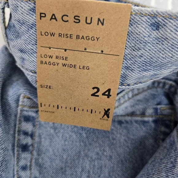 PacSun Low Rise Baggy‎ Wide Leg Distressed Jeans Women's 24 - Picture 5 of 5